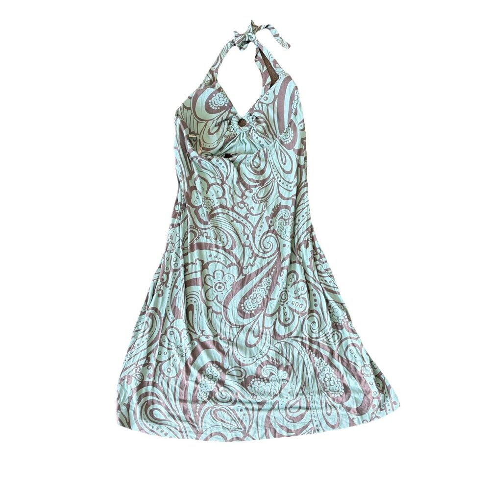 Tommy Bahama Hawaiian Halter Sundress Sz M Blue Tropical Cotton Travel Vacation - Picture 4 of 6
